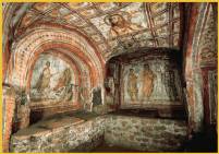 · Arte Paleocristiano · Paleochristian art · Cubiculum de León · Catacumbas de Comodila, Roma, final siglo IV e.c. ·Catacomb of Commodilla, Cubiculum Leonis, the cubiculum of Leo, late 4thC, Rome