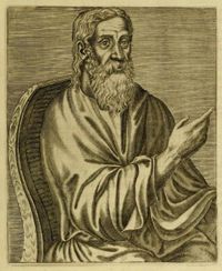 · Titus Flavius Clemens · Escritos de Clemente de Alejandría · (Atenas ca. 150 - Palestina ca. 215-217) · Ilustración de André Thevet · 1584 ·