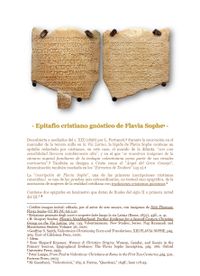 · Epitafio Cristiano Gnóstico de Flavia Sophe · Testimonio de la Gnosis del Cristianismo Primitivo · · Epitafio Cristiano Gnóstico de Flavia Sophe · Testimonio de la Gnosis del Cristianismo Primitivo ·